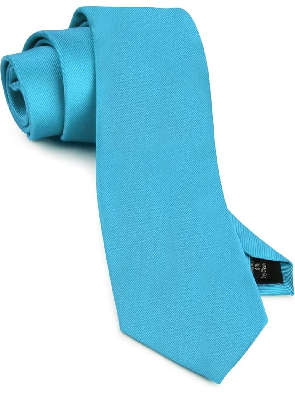 Men's Turquoise Blue Twill Textured Woven Silk Formal Necktie For Wedding Dress